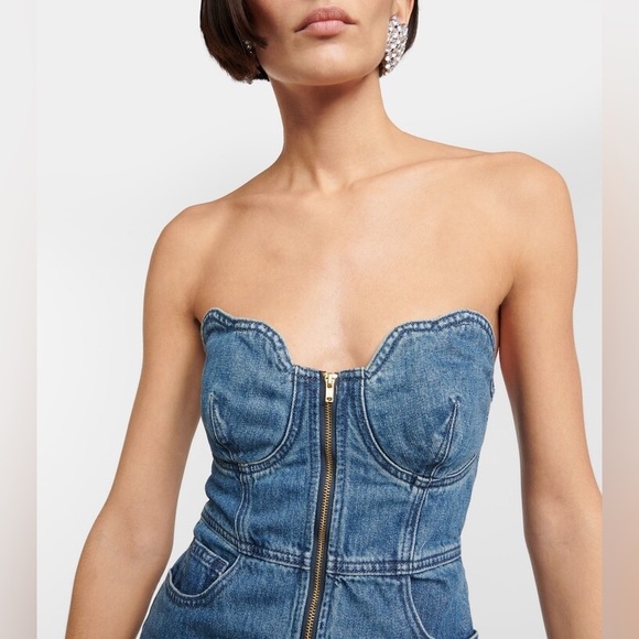 New wit tags - Self- Portrait Scalloped Denim Dress size 8 - Picture 2 of 16